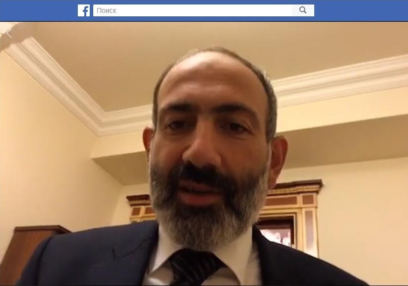 Скриншот видеообращения Никола Пашиняна. 10 мая 2018 года. https://www.facebook.com/nikol.pashinyan/videos/2040090806311304/
