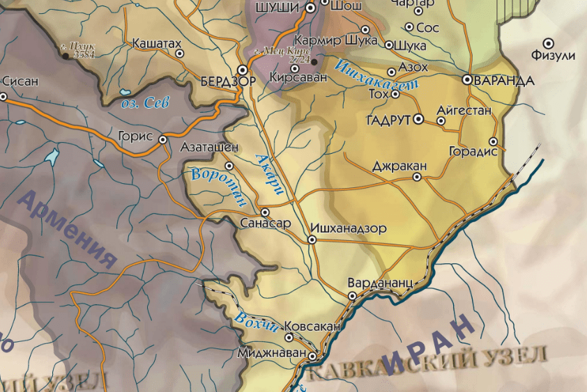 Джракан (Джебраил) на карте Нагорного Карабаха. https://www.kavkaz-uzel.eu/articles/354792/