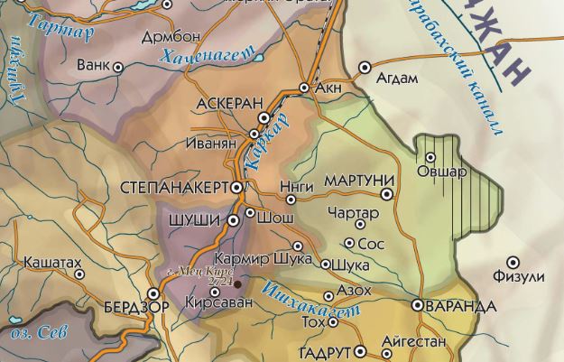 Шуши на карте Нагорного Карабаха. https://www.kavkaz-uzel.eu/articles/354792/