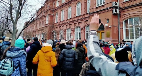 Акция протеста в Астрахани. 23 января 2021 г. Фото Алены Садовской для "Кавказского узла"