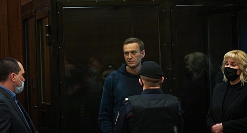 Алексей Навальный в зале суда, 2 февраля 2021 года. Фото: пресс-служба Мосгорсуда
