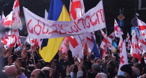 Сторонники Саакашвили на акции в Тбилиси. Фото И. Кукуджановой для "Кавказского узла"