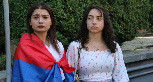 Участницы акции протеста в Ереване. Фото Тиграна Петросяна для "Кавказского узла"