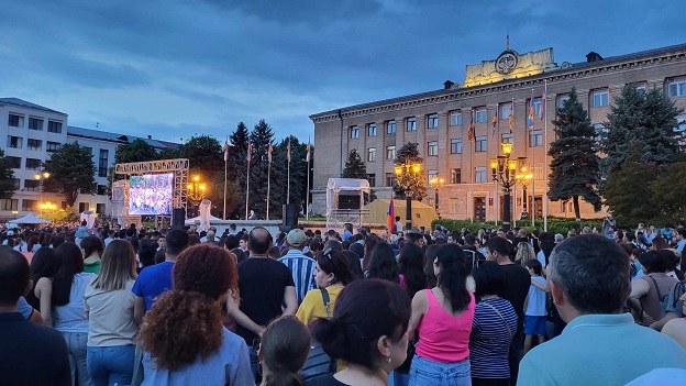 Митинг на площади Возрождения в Степанакерте, 25 июля 2023 года. Фото Алвард Григорян для "Кавказского узла".