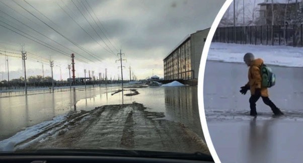 Дорога ведущая к школе в поселке Южный Динского. Скриншот Телеграм канал "Дежурный по Южному"