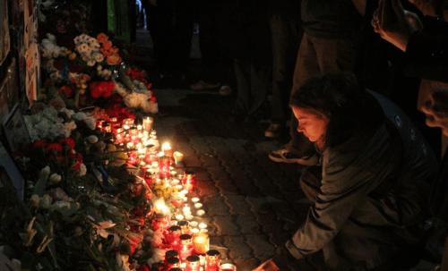 Мемориал Навальному в Ереване. Фото Тиграна Петросяна для "Кавказского узла".