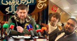 Рамзан Кадыров (слева), Роман Мурдиев, Мансур Солтаев. Фото https://chechnya.gov.ru/novosti/nachalas-pryamaya-liniya-glavy-chr-r-kadyrova-3/ и https://chechombudsman.ru