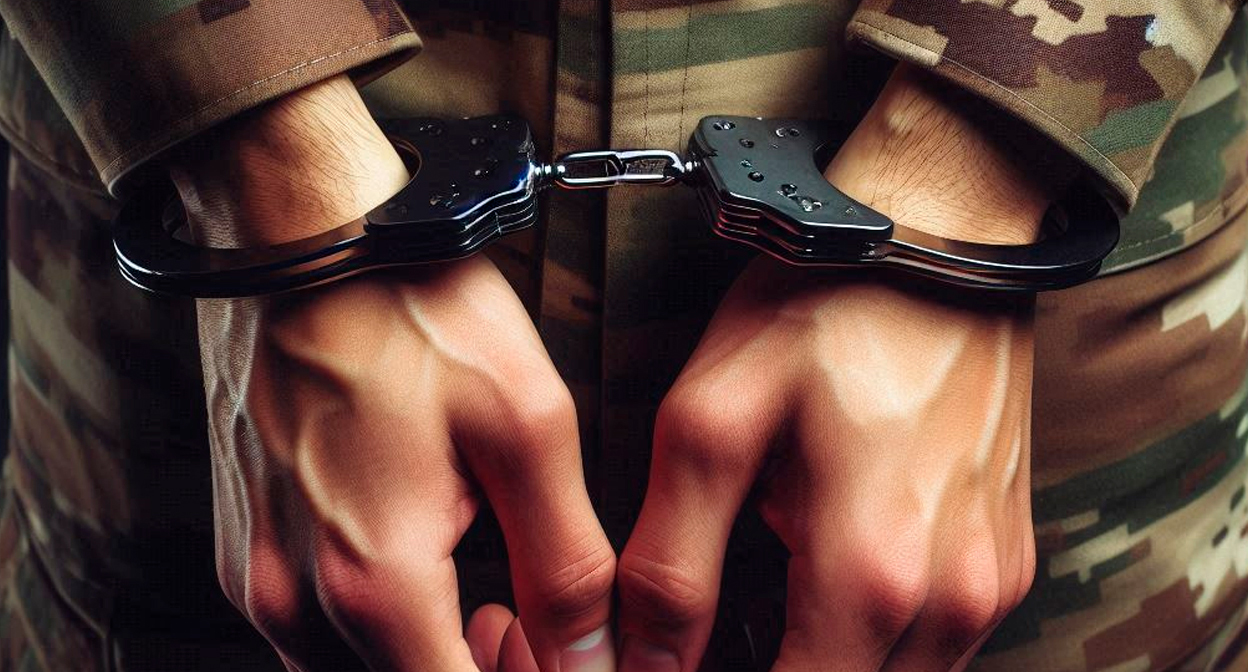 Руки военного в наручниках. Иллюстрация создана «Кавказским узлом» с помощью ИИ в программе Copilot Руки военного в наручниках. Иллюстрация создана «Кавказским узлом» с помощью ИИ в программе Copilot