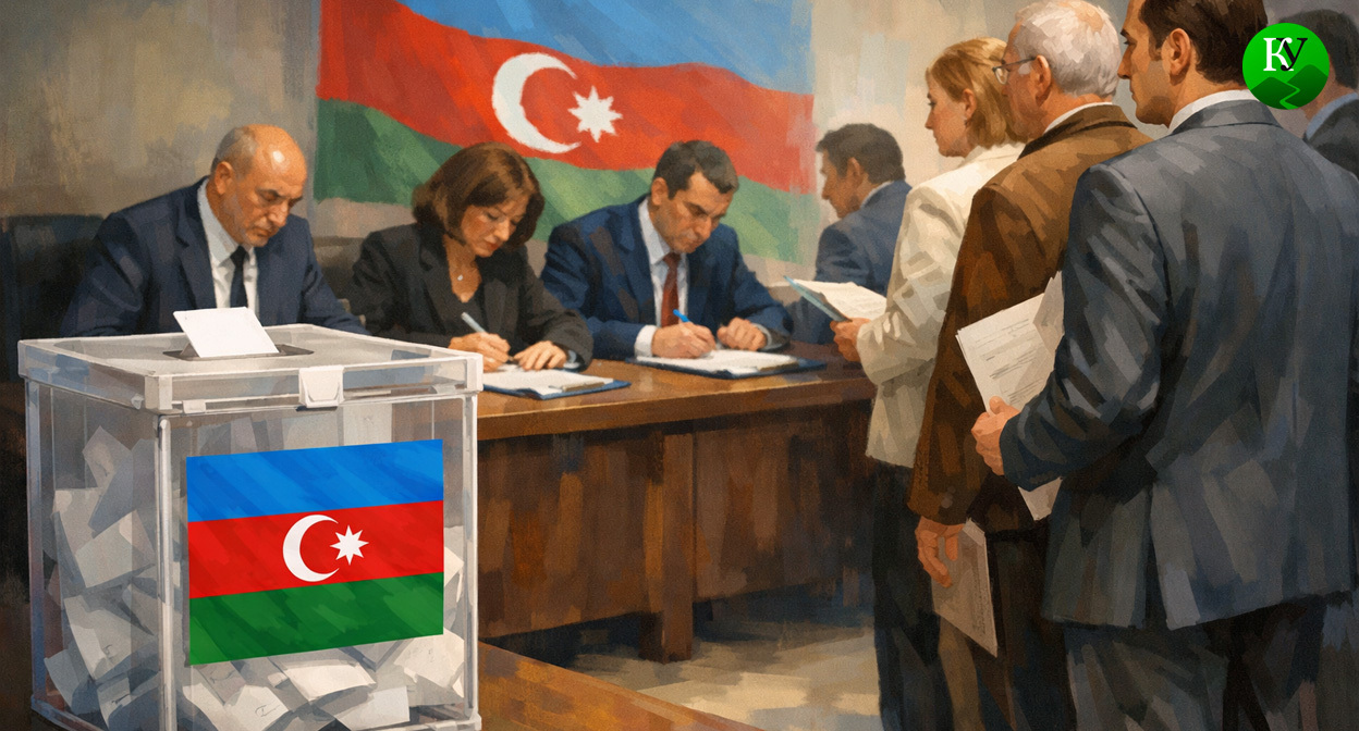 Выборы в Азербайджане. Иллюстрация создана «Кавказским узлом» с помощью ИИ в программе Copilot Выборы в Азербайджане. Иллюстрация создана «Кавказским узлом» с помощью ИИ в программе Copilot