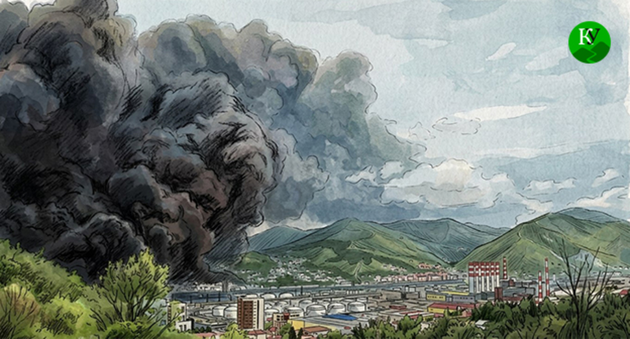 Пожар в Туапсе. Иллюстрация создана "Кавказским узлом" при помощи ИИ в программе Copilot Пожар в Туапсе. Иллюстрация создана "Кавказским узлом" при помощи ИИ в программе Copilot