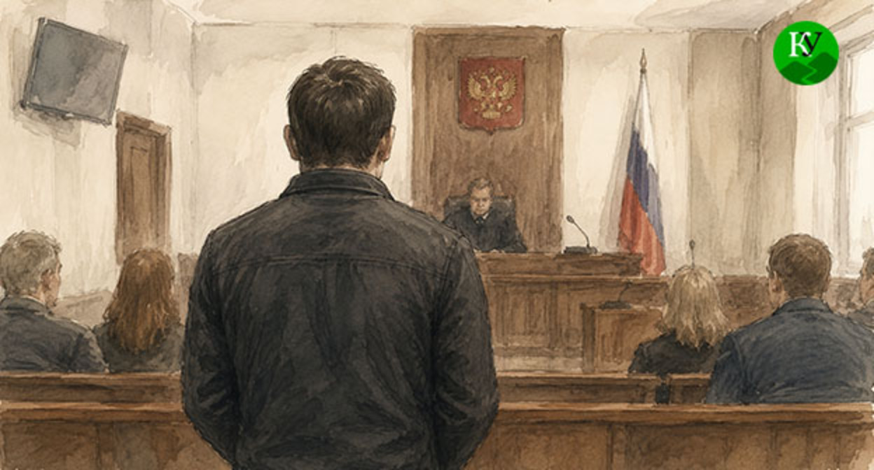 Мужчина стоит в зале суда. Иллюстрация создана "Кавказским узлом" при помощи ИИ в программе Copilot Мужчина стоит в зале суда. Иллюстрация создана "Кавказским узлом" при помощи ИИ в программе Copilot